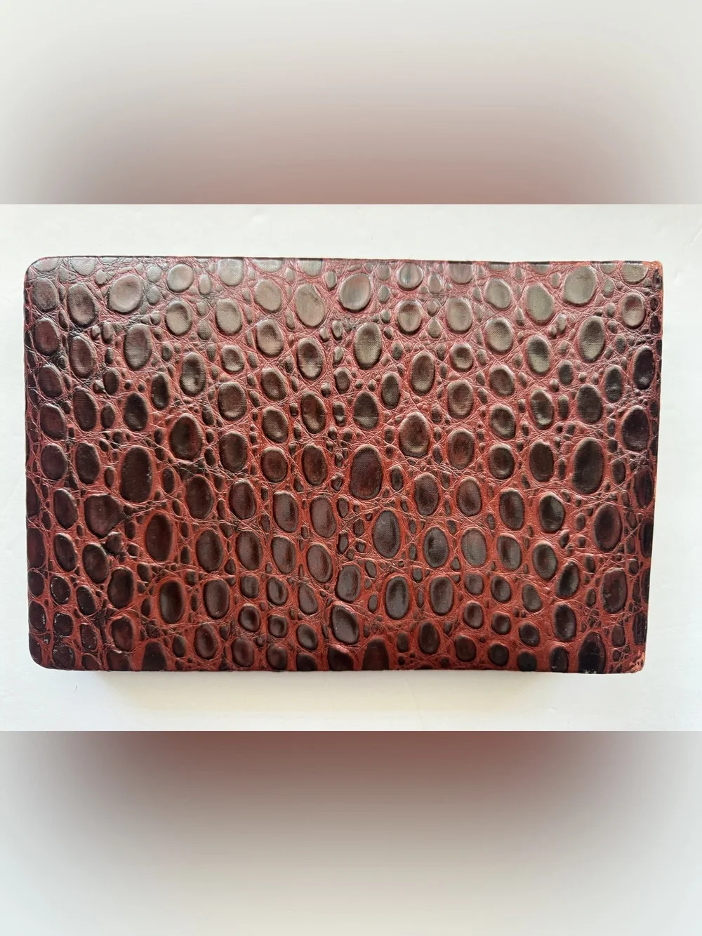 Vintage Horn 7546 Faux Alligator Photo Album Made in USA Brown Scrapbook Memory